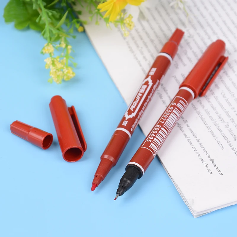 2PCS Black/Red/Blue Tattoo Marker Pen Permanent Makeup Eyebrow Microblading Thin Scribe Tool Optional Piercing Marker Position