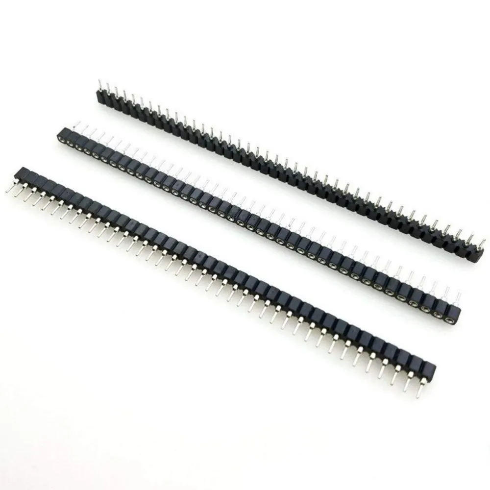 100PCS 1x40P 2.54mm Round Hole Female Header Tin Single Row 40Pin 0.1