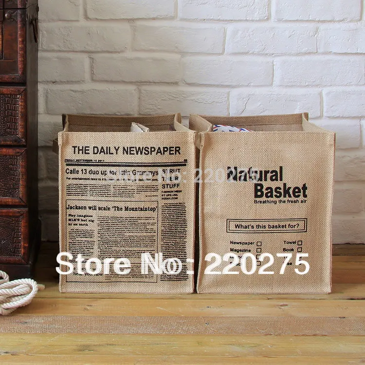 

Jute Cotton Linen Bag Desktop Storage Basket Hanging Pocket Small Sack Sundries Storage Box with Handle Cosmetic Storage Bag