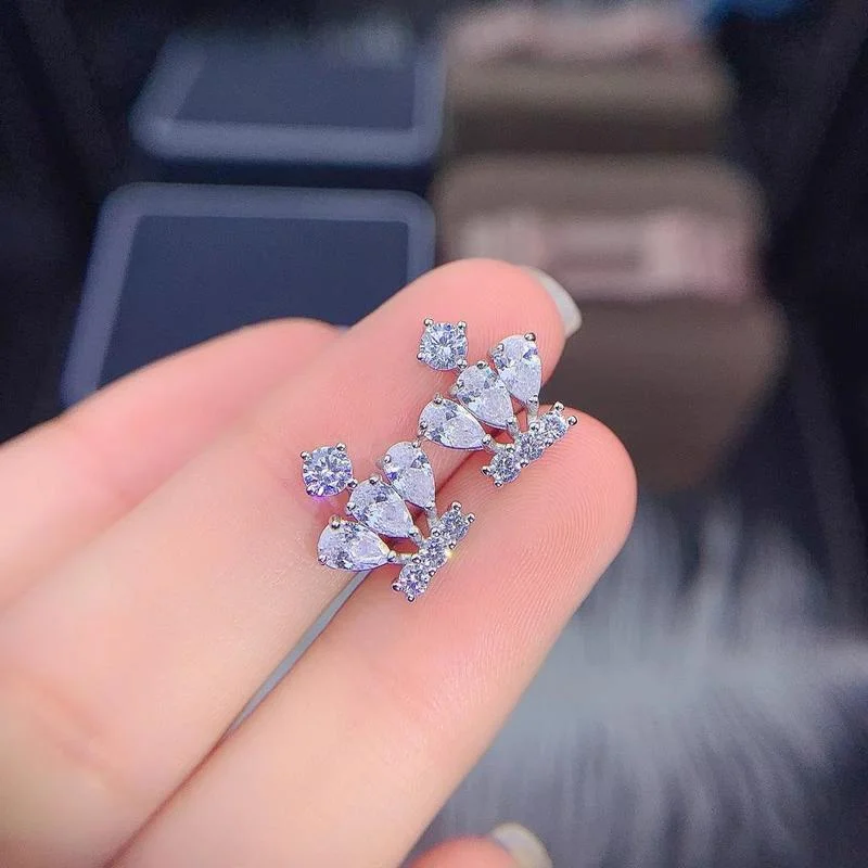 

New Silver Natural White Sapphire Earrings Chinese Style Retro Palace Style Women's Charm Jewelry