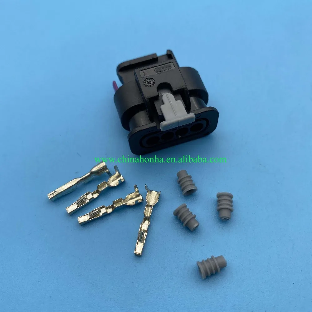 

50/100 pcs 4 Pin female Fuel Injector Intake Pressure Sensor Plug Connector 4F0 973 704 1-1718645-1 With Pigtail