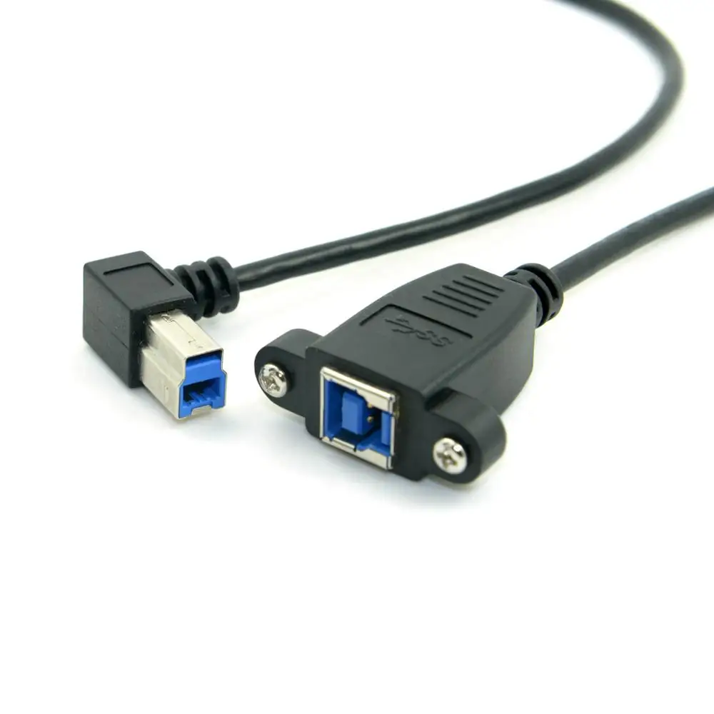 USB3.0 Back Panel Mount B Type Female To Right Angled 90 Degree B Type Male Extension Cable adapter connector