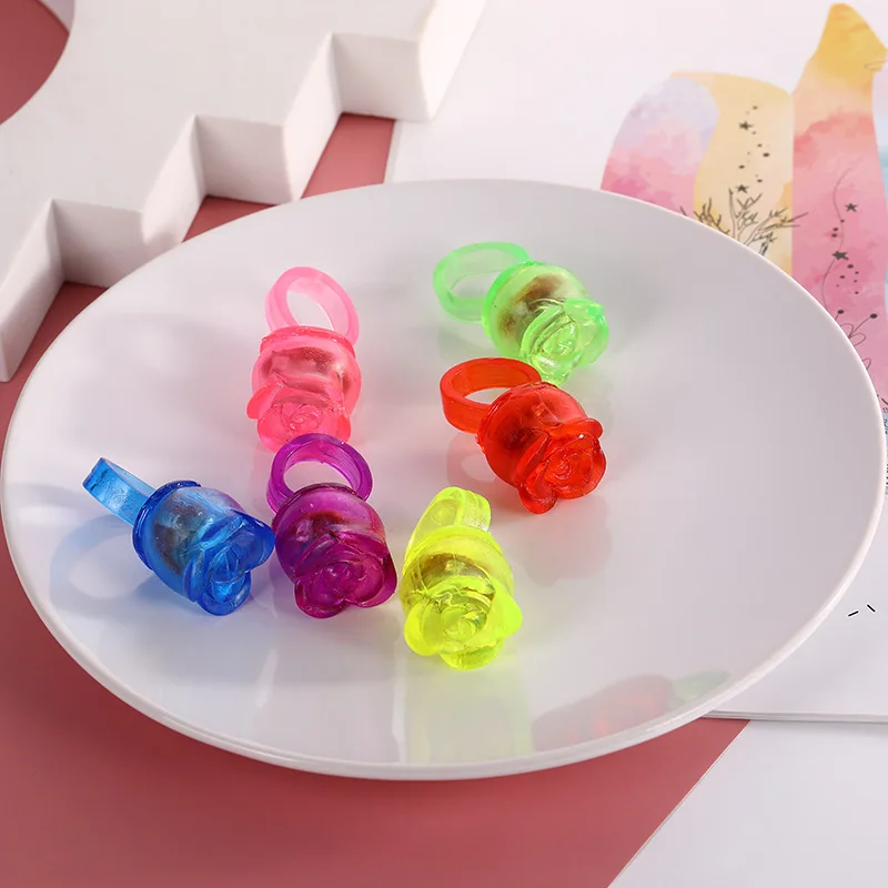 20 LED leuchtende Rosenblütenringe, blinkender Gelee-Ring, Partybevorzugung für Bar, Spielzeug, Cosplay, Geburtstag, Hochzeit, Weihnachten