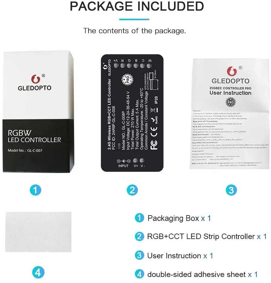 Zigbee3.0 Smart Led Strip Controller Rgbcct Controller Compatibel Met Alexatuya Smartthings App 2.4G Rf Afstandsbediening Stem