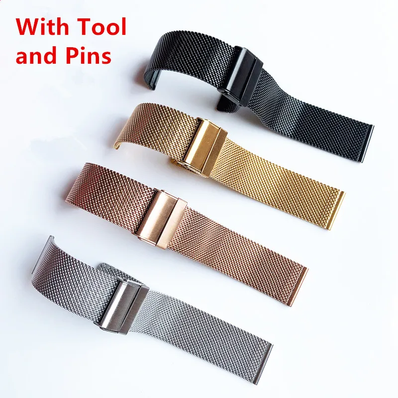 

For DW Watch Steel Band Mesh Strap Watchband Metal Ultra-thin Universal Stainless Steel Bracelet 12 14 16 18 20 22mm accessories