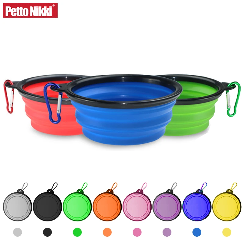 Collapsible Dog Travel Bowl Portable Silicone Pet Dogs Bowls For Traveling Camping Walking Outdoor Feeding Pet Folding Dish Bowl