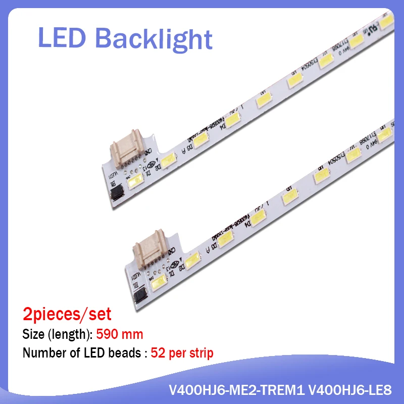 Retroiluminação LED para retroiluminação, LCD-40V3A, M00078, N31A51P0A, N31A51POA, V400HJ6-LE8, V400HJ6-ME2-TREM1, 49cm(490mm), 52 LEDs, Novo