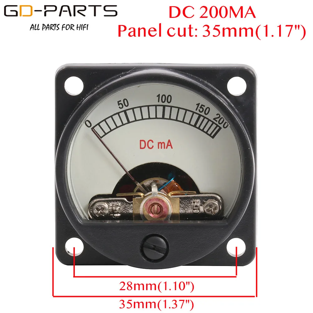 35mm DC100mA DC200mA 500UA VU Panel Meter Ampere Meter With 12V Warm Back Light For Vintage 300B KT88 EL34 211 845 Tube AMP DIY