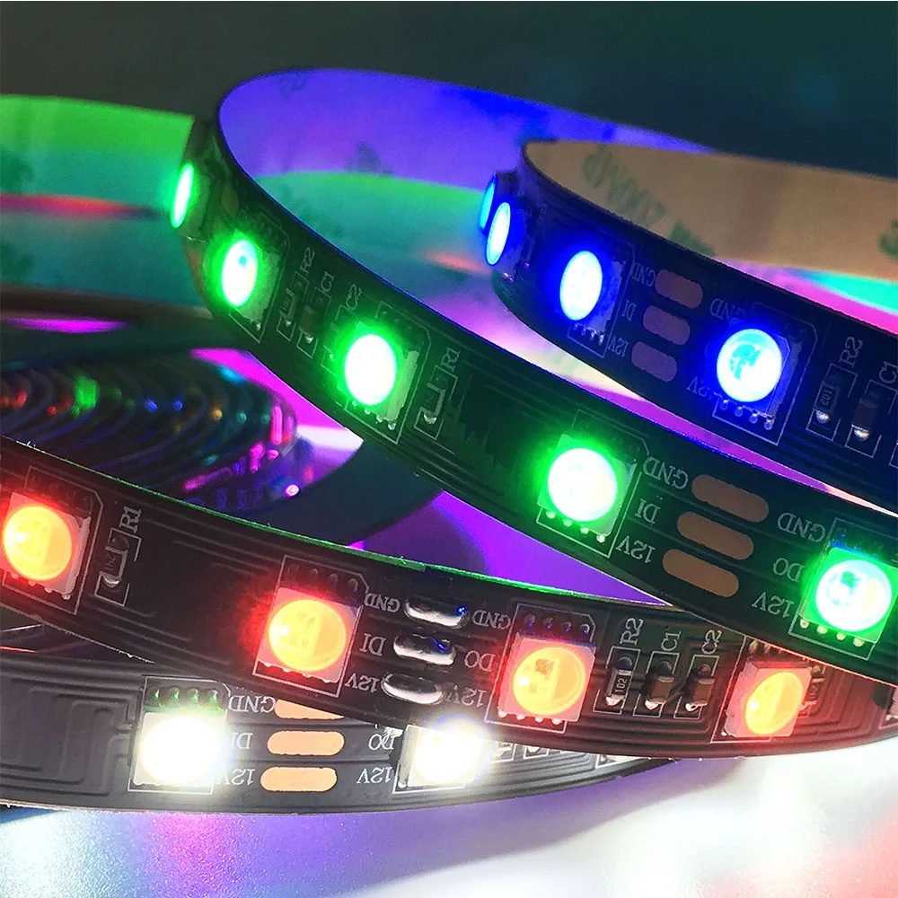 Imagem -06 - Rgbw Rgbww Led Strip Light em Unidade ic 3leds 6leds 5m 60 Leds Preto Branco Pcb Ip30 65 67 dc 12v 5m Sk6812