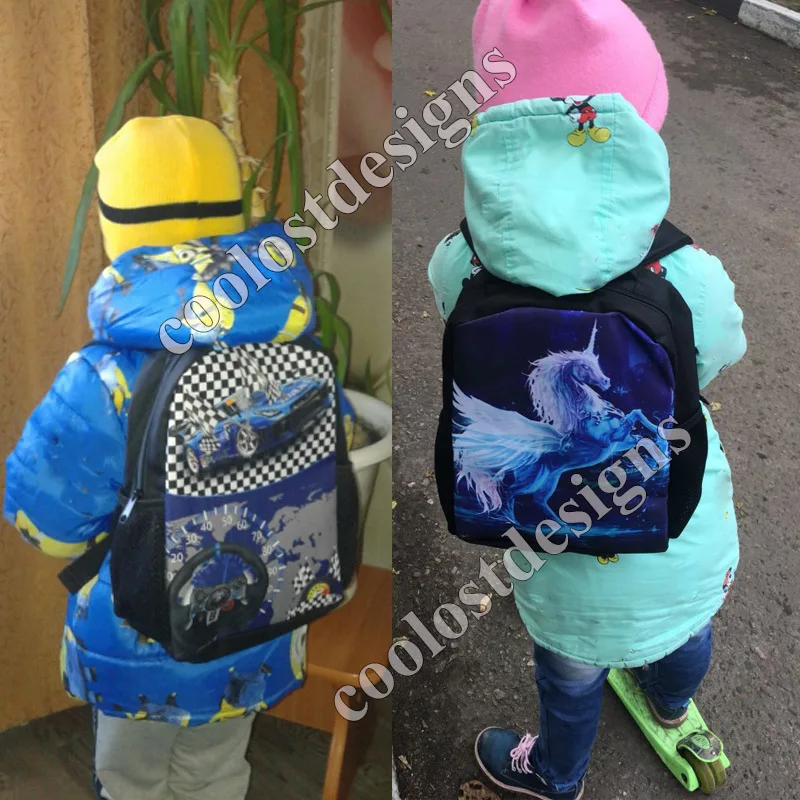 Mochila con estampado de dibujos animados para niños, morral con estampado de coche, tanque, avión y barco, 12 pulgadas