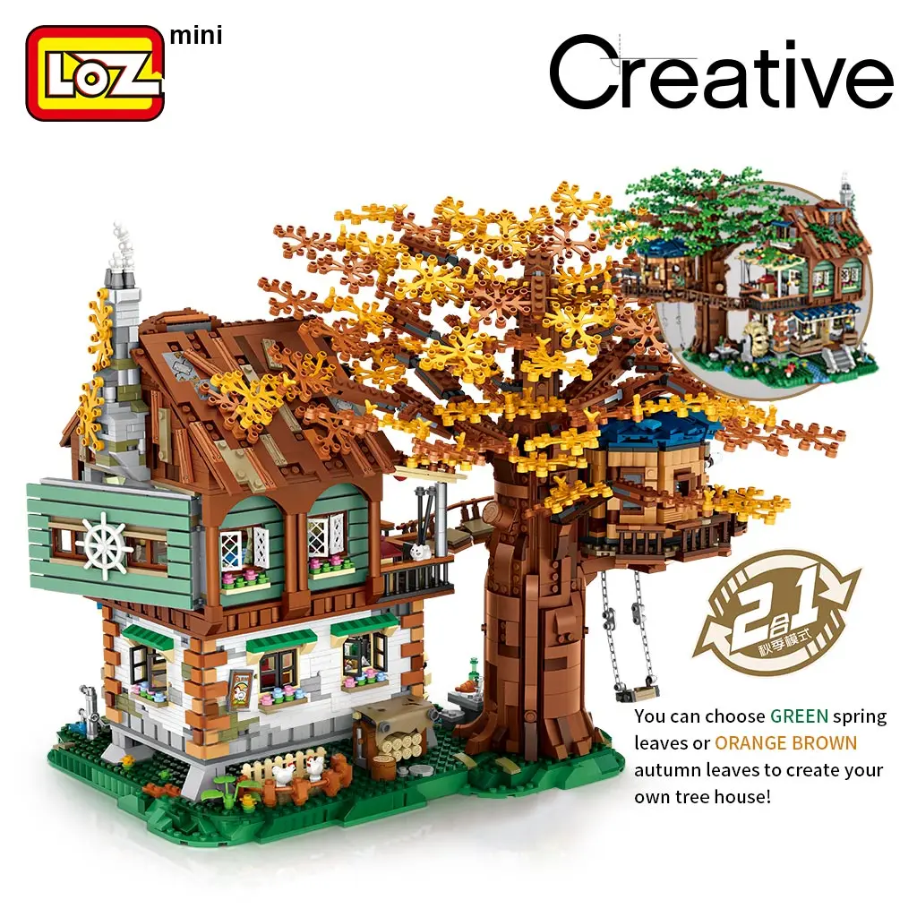 LOZ member store tree house small particles assembled building blocks yearning for adults three-dimensional difficult toys