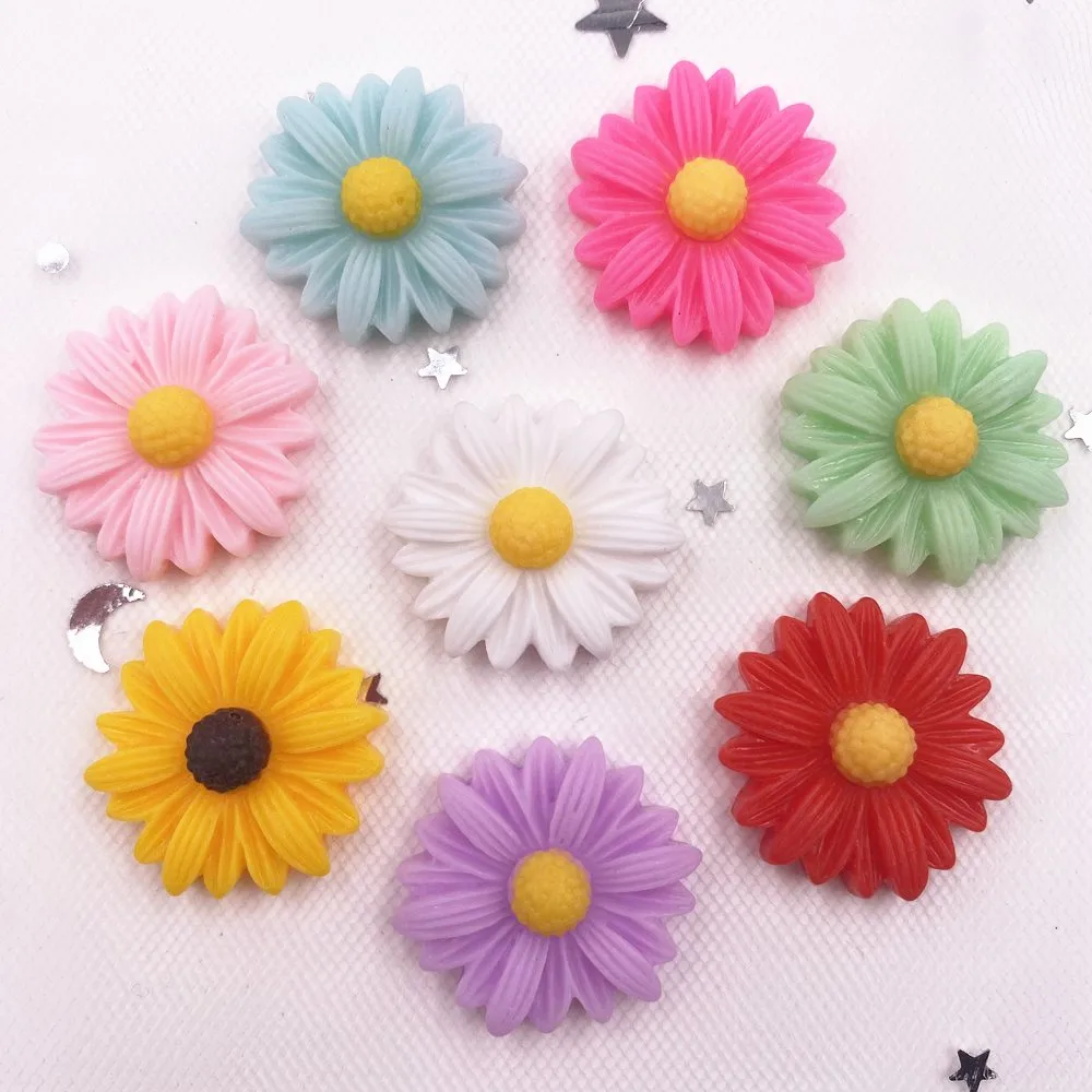 DIY 20pcs 23mm Resin Hand Painting Daisy Flatback Stone/Children Scrapbook Crafts Figurines & Miniatures K85A