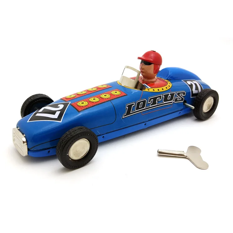 

[Funny] Adult Collection Retro Wind up toy Metal Tin F1 Racing car champion racer Clockwork toy figures model vintage toy gift