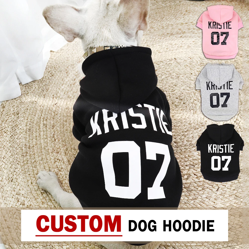 Hoodies personalizados do cão, roupa do animal de estimação, buldogue francês, chihuahua, nome personalizado, não. Hoodies, pequeno, médio, grande,