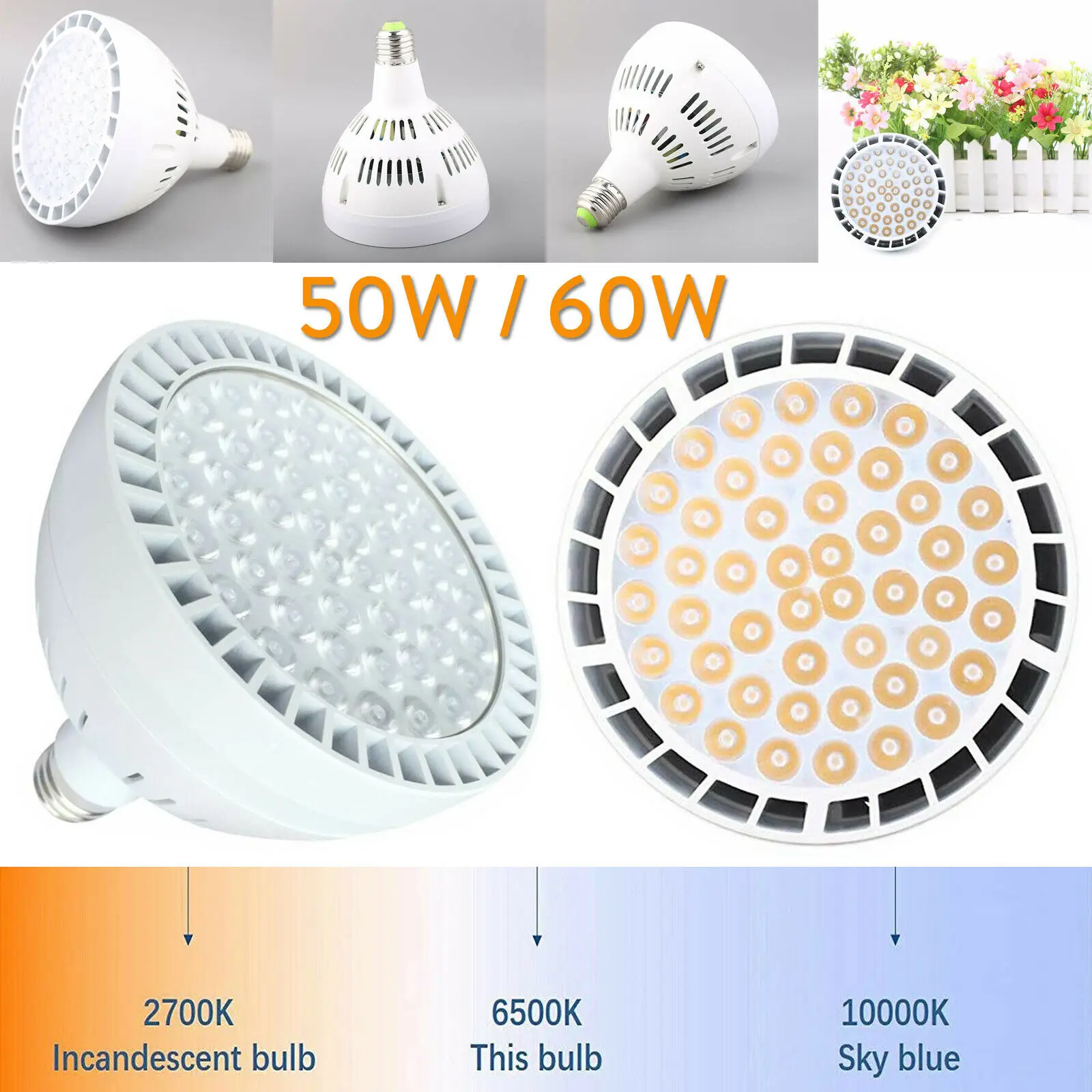 

Super Bright 50W 60W PAR38 E27 LED Spotlight Bulb Lamp 48LEDs Chips Replace 500W 600W Halogen Lamps 85-265V Cold/Warm White