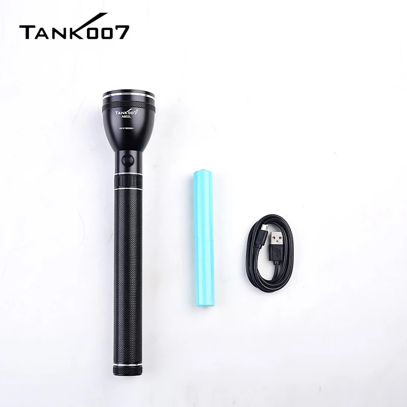 TANK007 A602L High Power Police Long Range Flashlight USA LED Light USB 18650 Rechargeable Powerful Torchlight 3 Modes