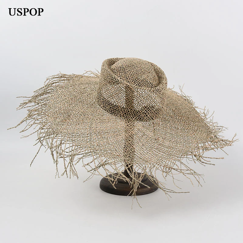 USPOP New Women Summer SSun Hats Natural Straw Wide Brim Beach Hats