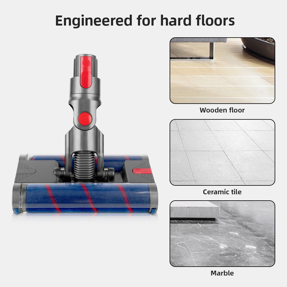 Omnidirectional Rotatable Double Soft Roller Brush for Dyson V7 V8 V10 V11 Vacuum Cleaner Parts Engineered for Hard Floors