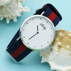 Shsby Women Canvas Strap Watch Luxury Nylon Watch For Men Fashion Quartz Wristwatch Simple Lady Gift Watch Student Leisure Watch