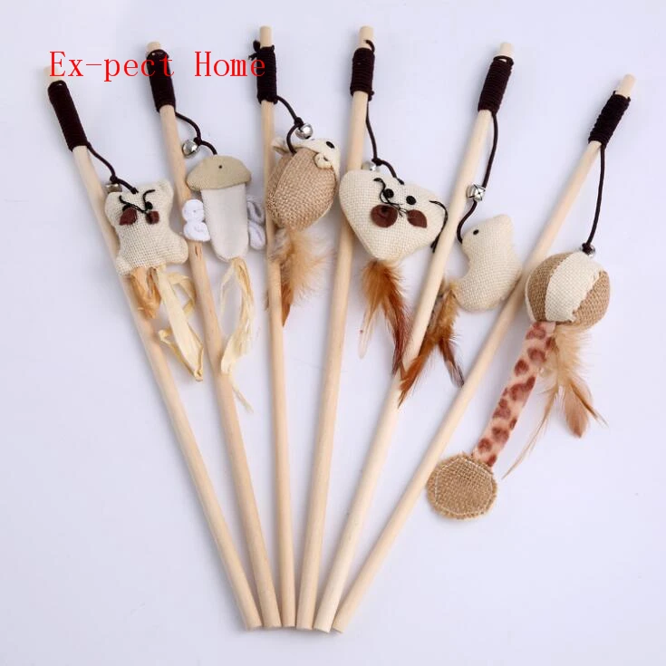 

500pcs Funny Mouse Cat Toy Teaser Wand Feather Playing Cat Toys For Cats Kitten Plush Ball Interactive Scratch Stick