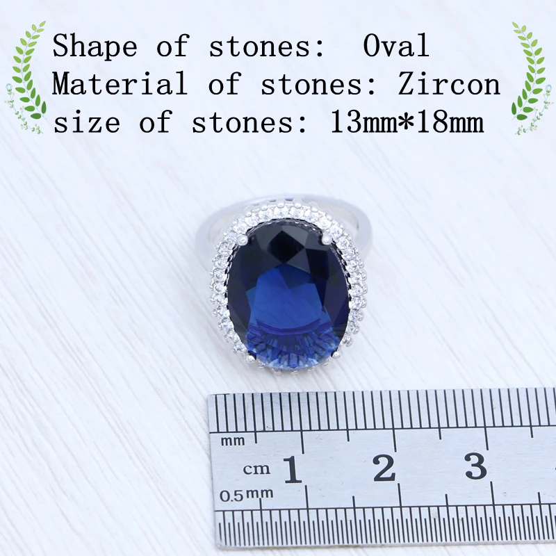 Sapphire Ring for Woman Classic 925 Silver Ring for Woman Huge Sapphire Jewelry Wedding Accessories