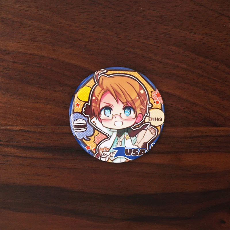 50mm Axis Power HETALIA World Anime badge Italy UK USA German France CN RU Stars Metal Badge Brooch Pins