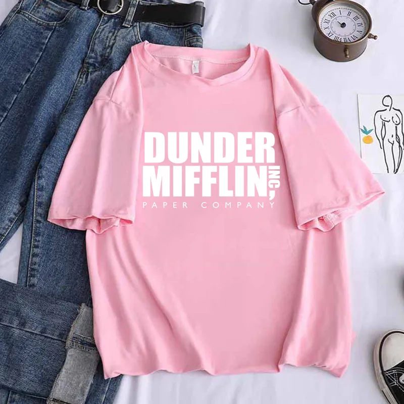 DUNDER MIFFLIN PAPER INC office Tv Show Women Print T-shirt Girl Short Sleeve White Harajuku Kawaii Graphic Tops Tee,Drop Ship