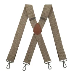 2024 Men Leather 4 Clip Elastic Braces Wedding Shirt Stay Locking Clamps Trousers Suspenders Adjustable Strap Garter Holder Belt