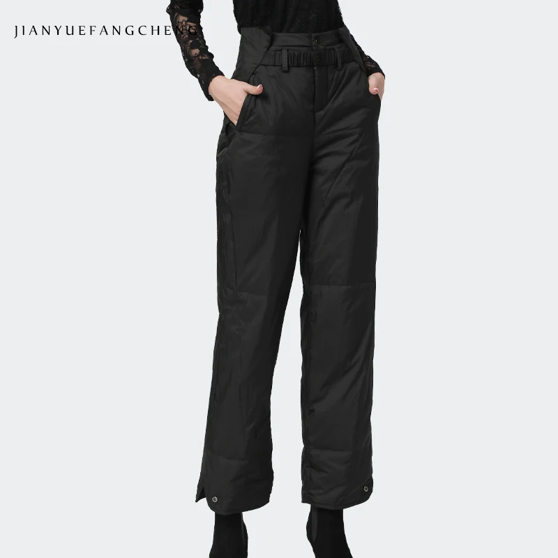 Fashion Women Down Pants 2023 Winter New Outwear Warm Thickened Trousers High Waist Loose Plus Size Black Long Duck Down Pants