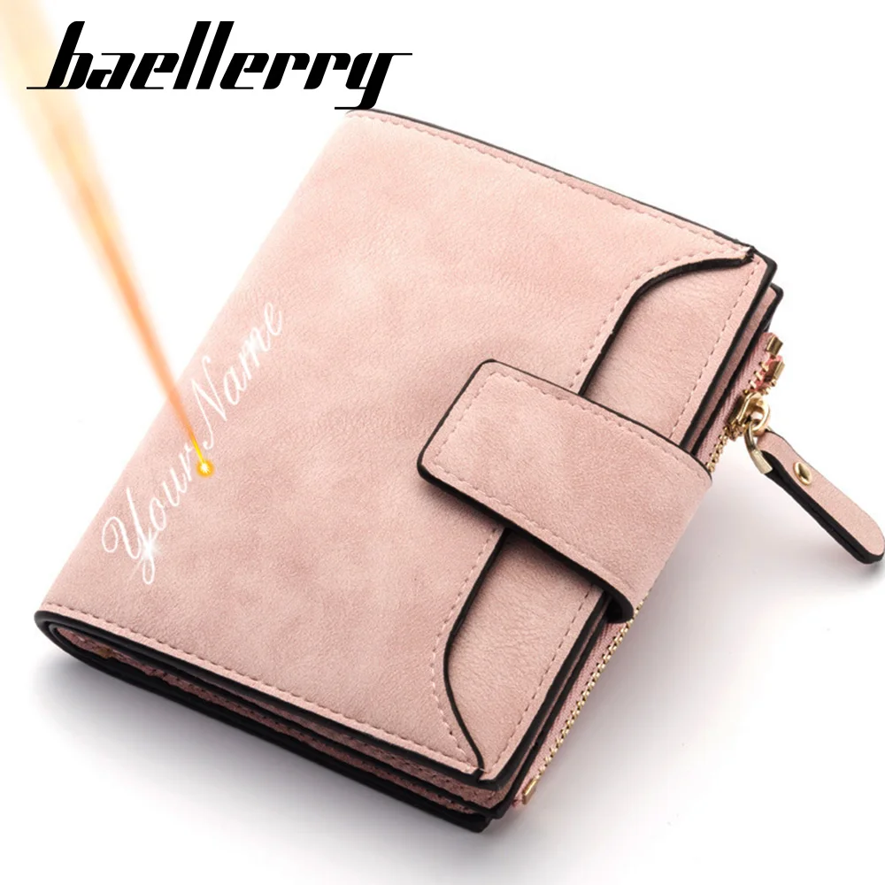 2022 Fashion Women Wallets Free Name Engraving New Small Wallets Zipper PU Leather Quality Female Purse Card Holder Wallet