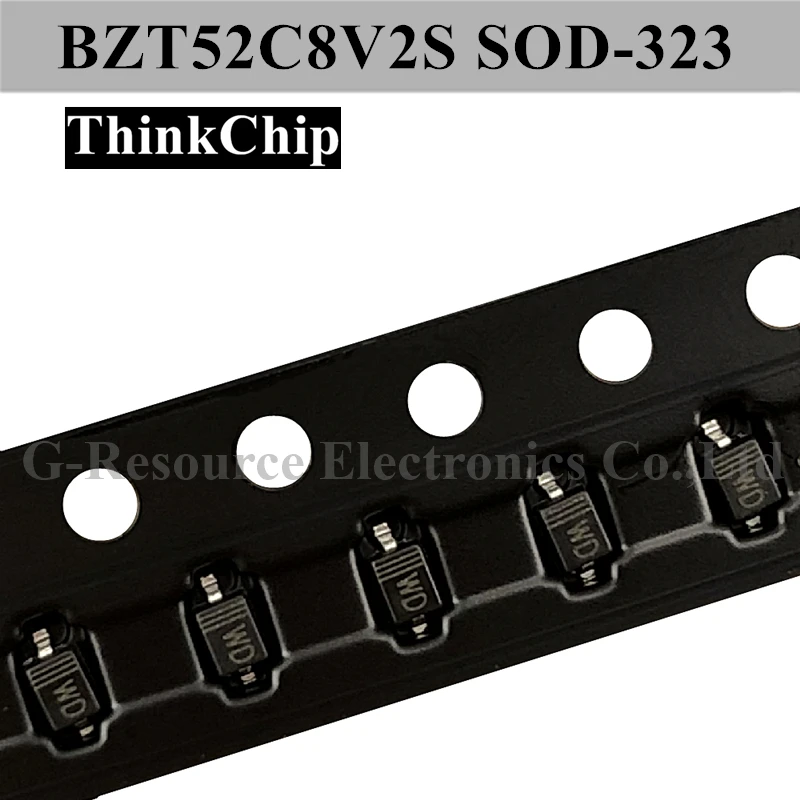 (100 шт.) BZT52C8V2S SOD-323 SMD 0805 диод со стабилизацией напряжения 8,2 В (маркировка WD)