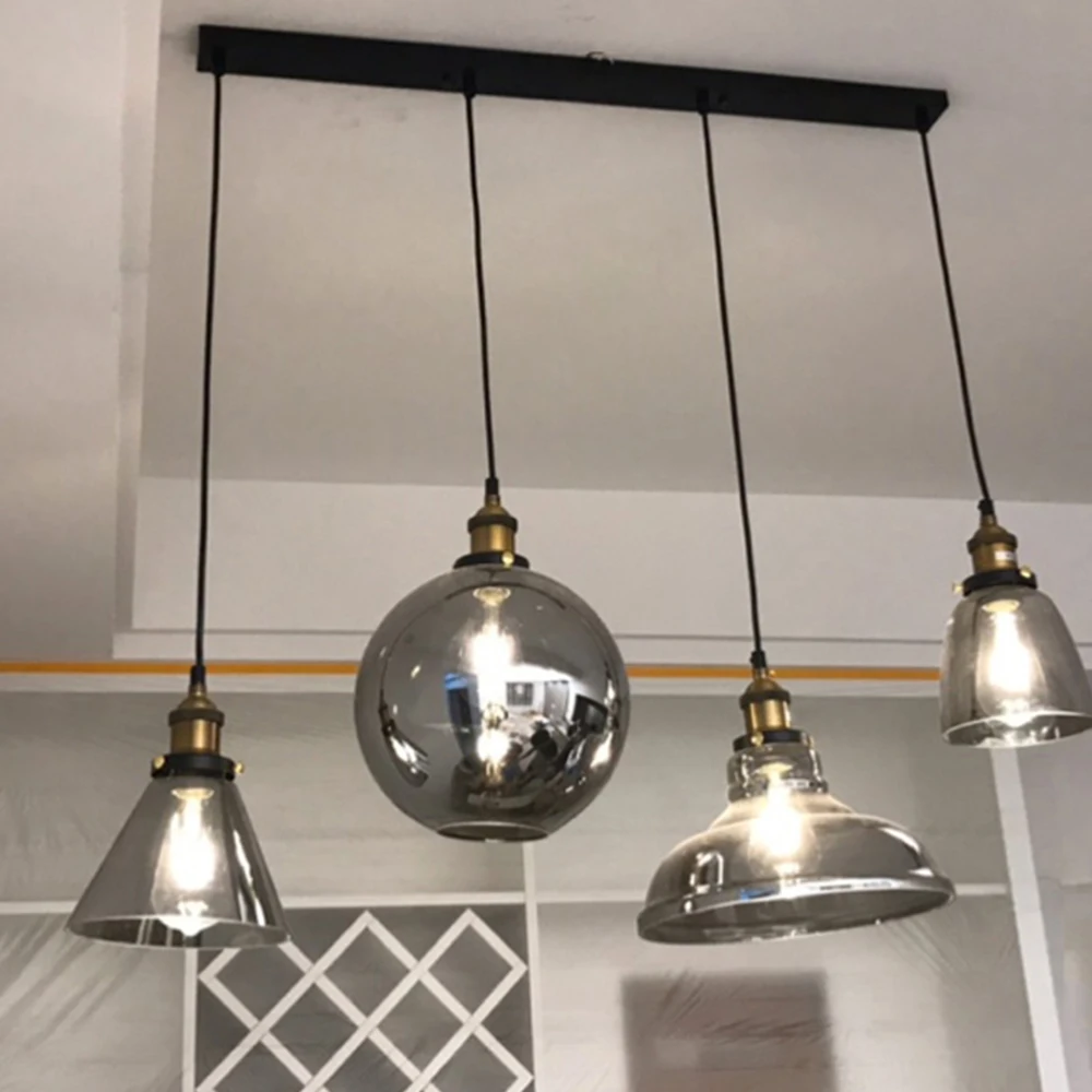 Imagem -06 - Greduj-luminária Pendente Estilo Loft com Lâmpada Vintage Corda de Vidro Artigo Industrial Ggante Cinza Cozinha e Jardim