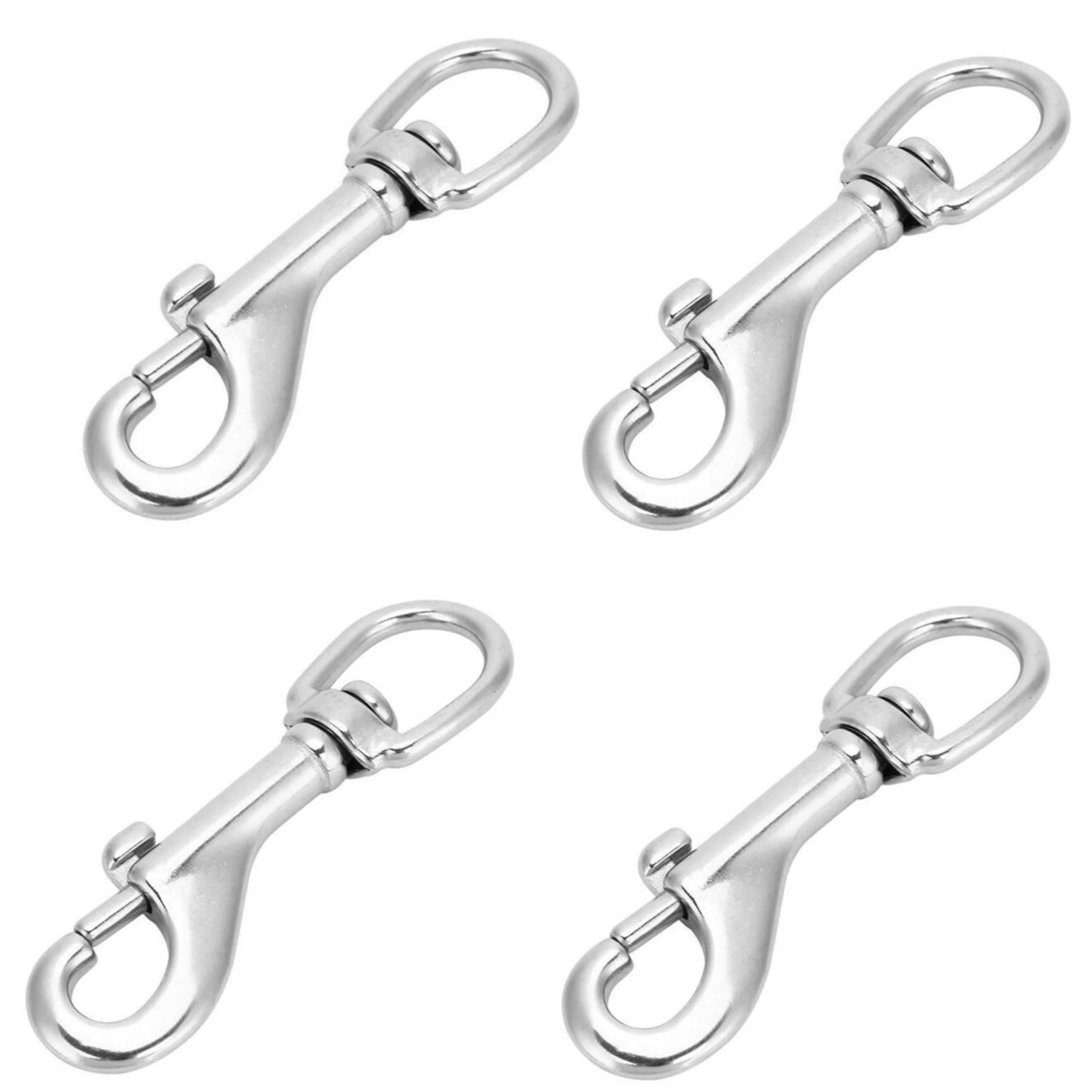 ISURE MARINE 4 pcs Stainless Steel Boat Marine Chain Swivel Eye Spring Hardware Snap Hook 115mm