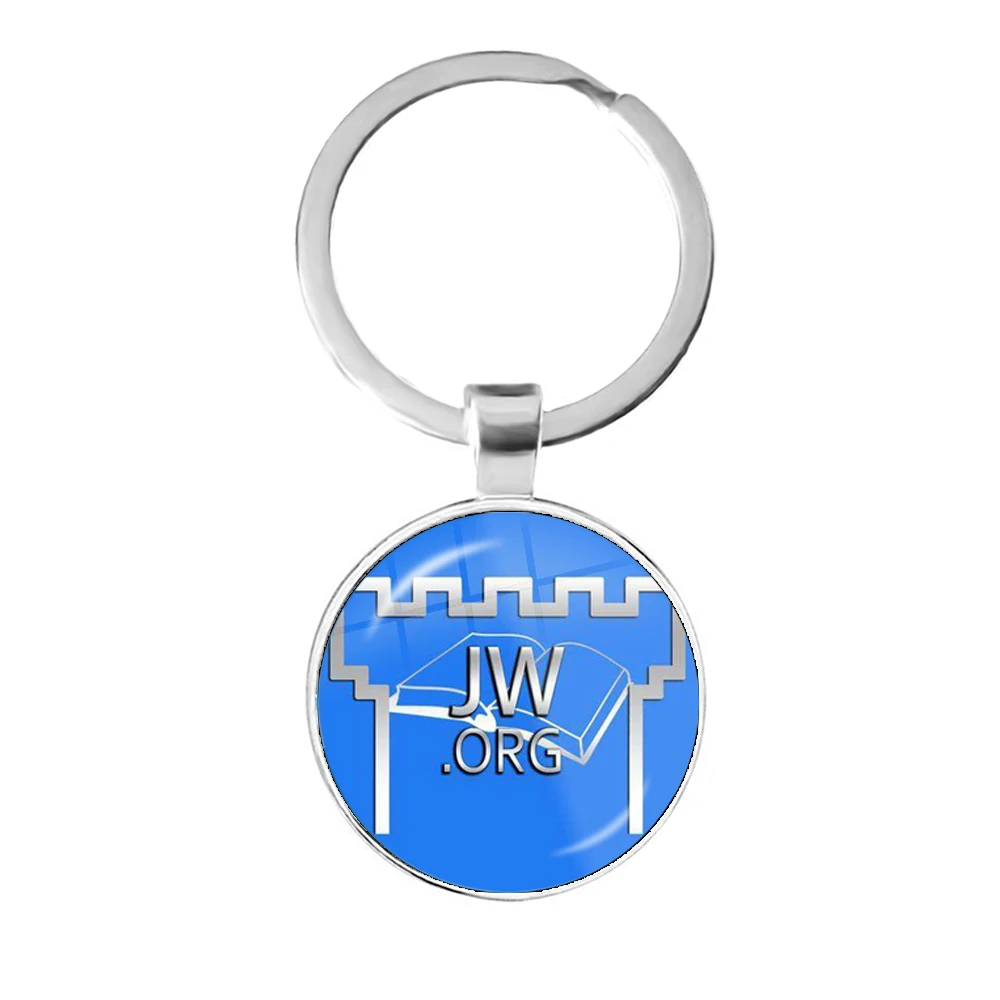 JW.org Keychain Jehovah\'s Witnesses Art Picture 25mm Glass Cabochon Pendant For Catholic Believers Jewelry Women Girls Men Gift