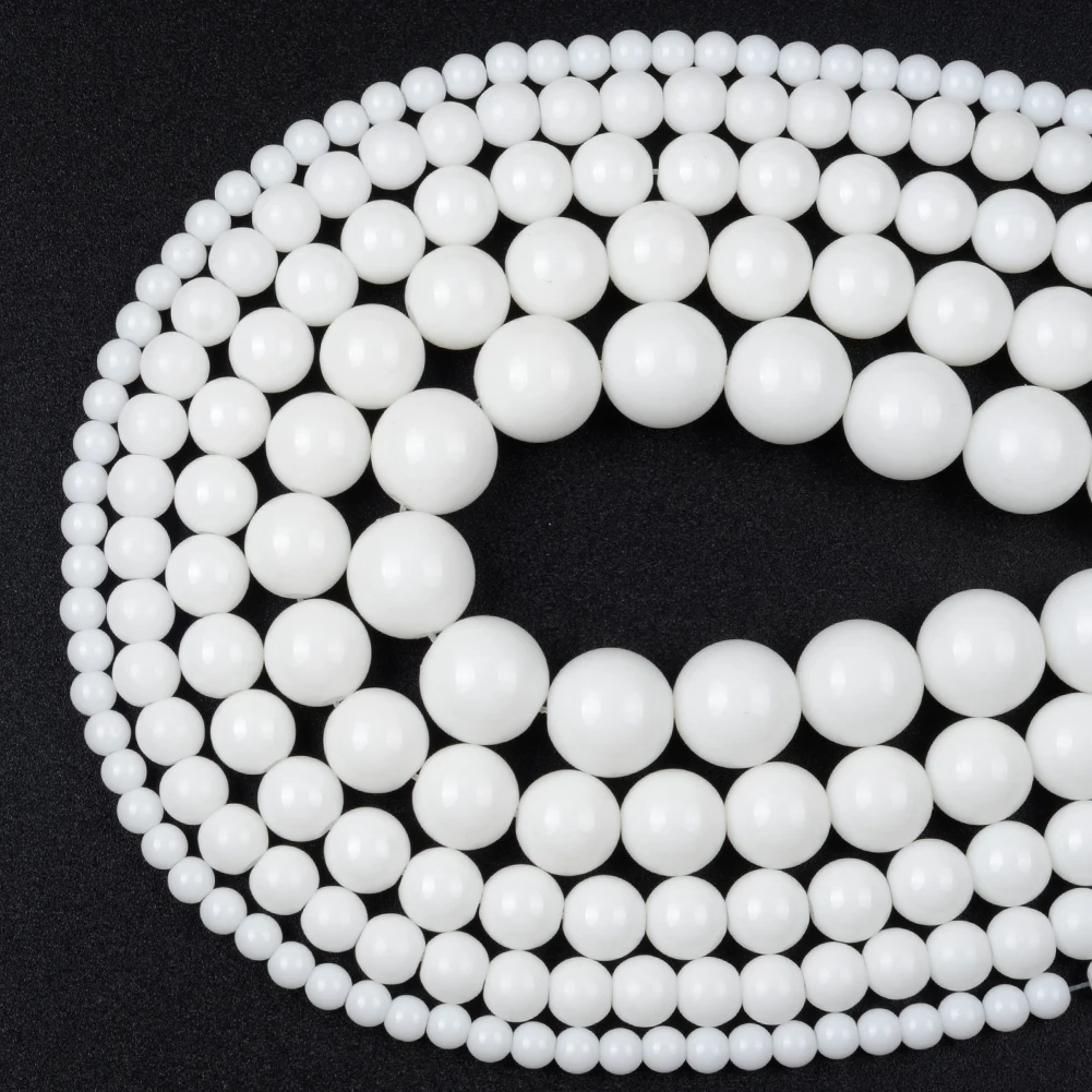 White Agates Stone Round Loose Spacer Beads For Jewelry Making DIY Bracelet Handmade 4/6/8/10/12mm