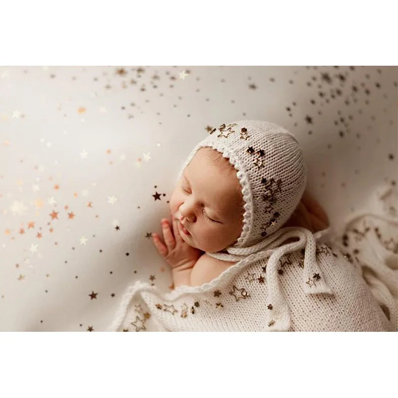 Handmade Knitting Hat Wrapping Baby Photography Newborn Photography Props Star Backdrop