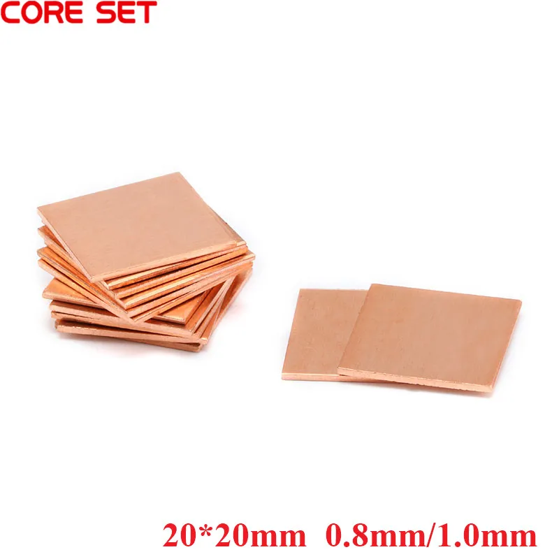 10Pcs 20*2mm 0.8mm/1.0mm Laptop Copper Sheet Plate Strip Shim Thermal Pad Heatsink Sheet For GPU CPU VGA Chip RAM Cooling