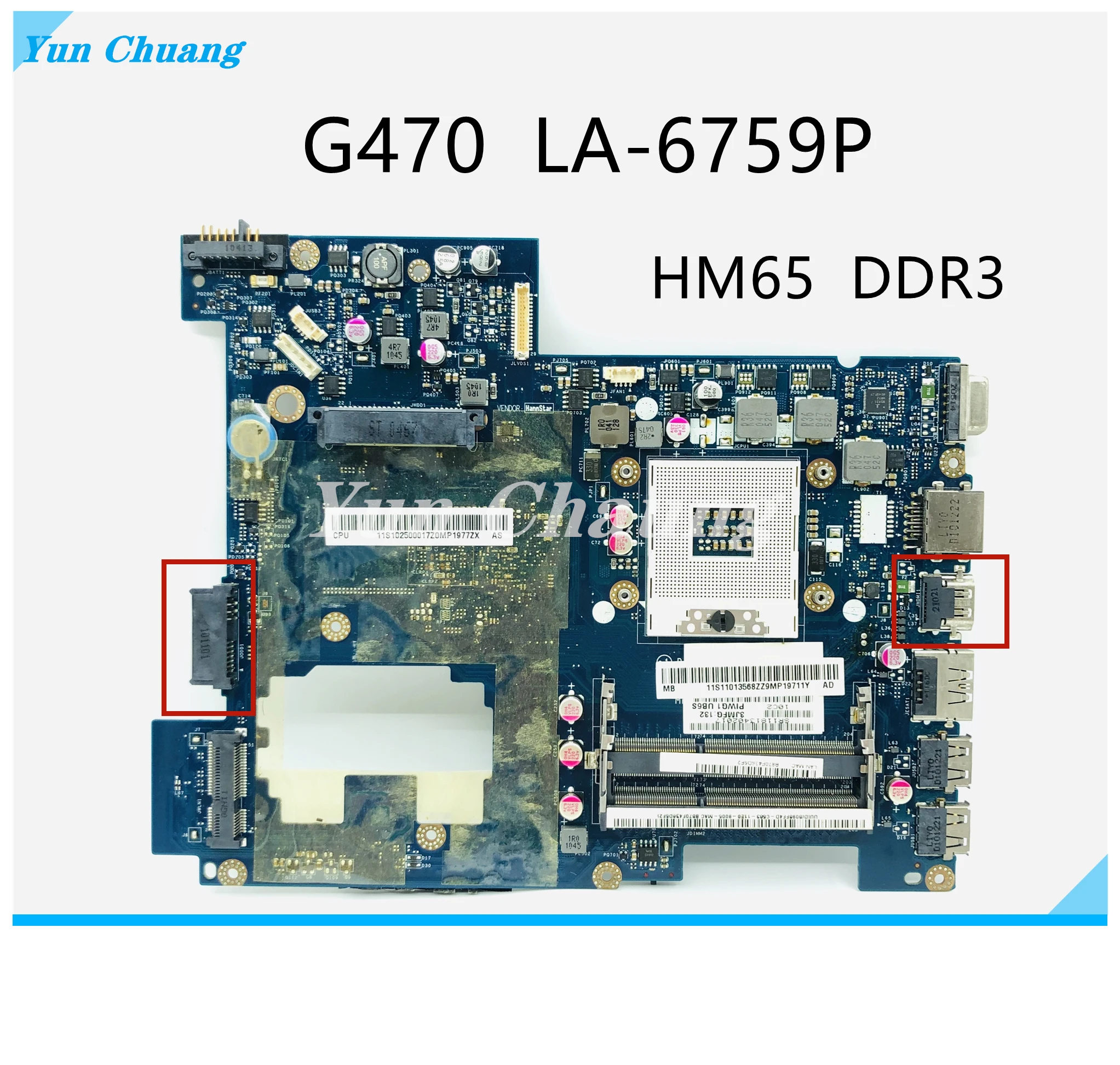 

PIWG1 LA-6759P Mainboard For Lenovo Ideapad G470 Laptop motherboard HM65 DDR3 GMA HD 3000 With HDMI Test 100% work