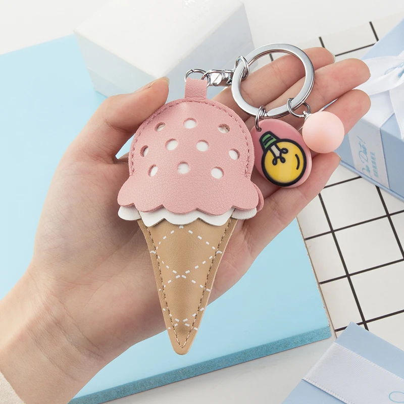 Cute Key Chain Girl Women Kawaii Ice Cream Keychains Pig Key Rings Holder For Bag Charms Pendant Best Gift For Friend Jewelry