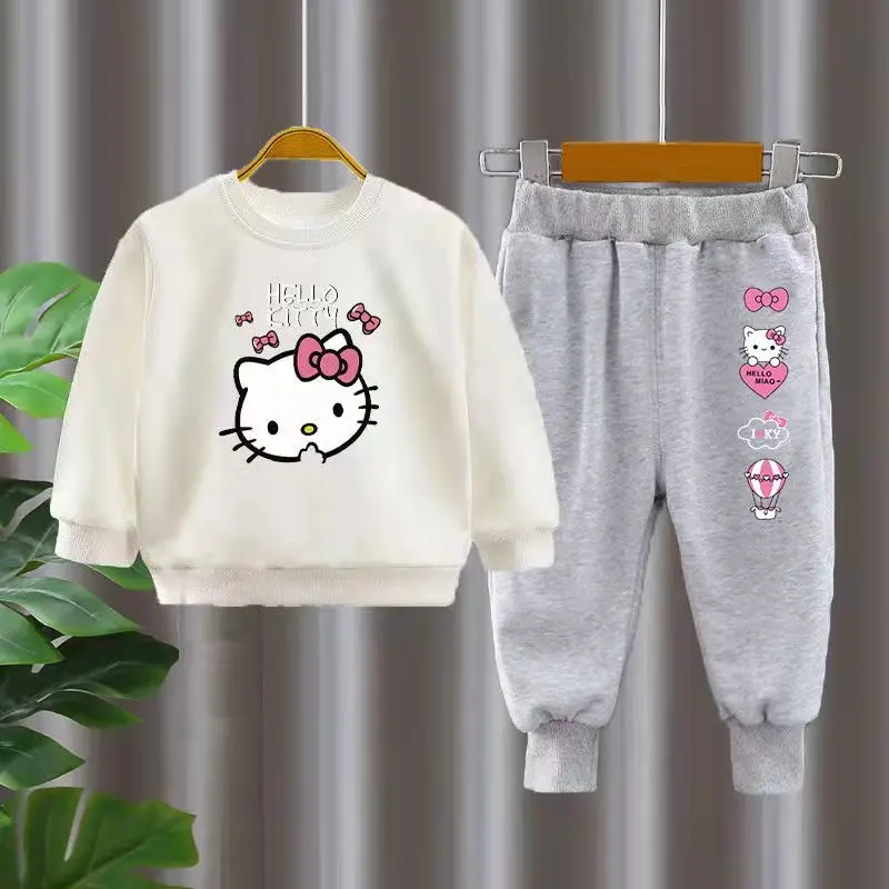 Hello Kitty nuovo prodotto per bambini a maniche lunghe + pantaloni tuta per ragazze Cartoon Casual Top + pantaloni sportivi abiti per bambini in