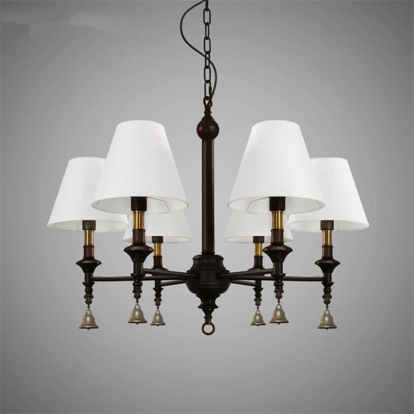 Designer black branch chandeliers lights American country living room dining room bedroom Roman white cloth iron hanging lamps