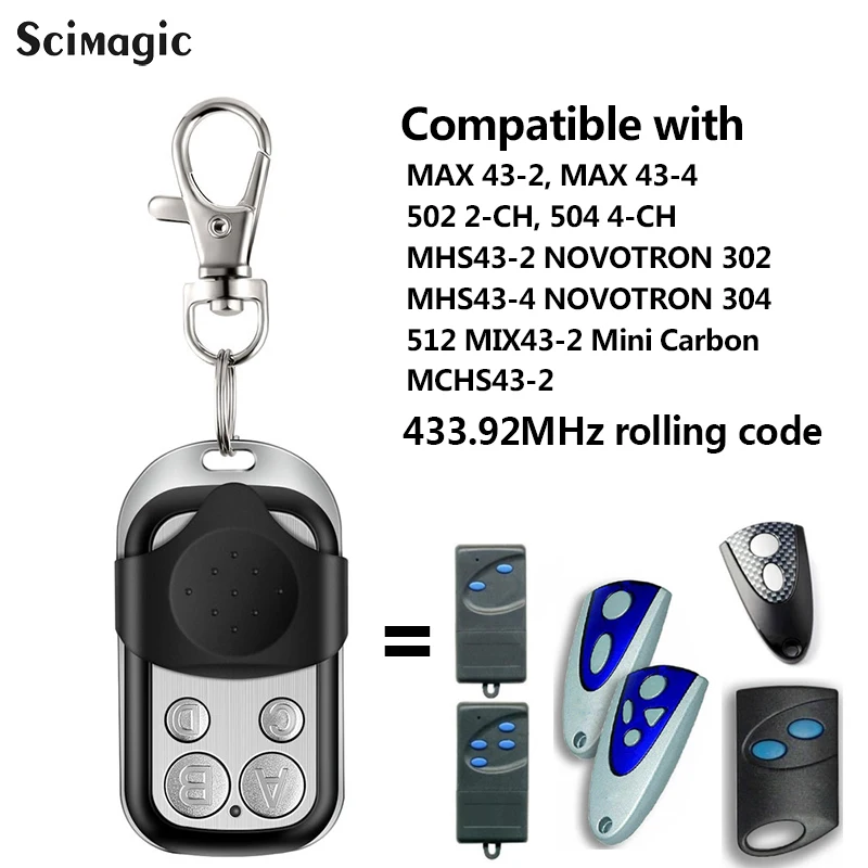 Tormatic MHS43-2 NOVOTRON 302, MHS43-4 NOVOTRON 304 Compatible Remote Control 433.92MHz Garage Door Opener