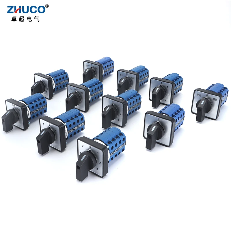 

ZHUCO SZW26/LW26-20 4 Poles Sliver Contact 20A 660V 64X64 mm 48X48 mm Panel Power Knob Selection Cam Rotary Changeover Switch