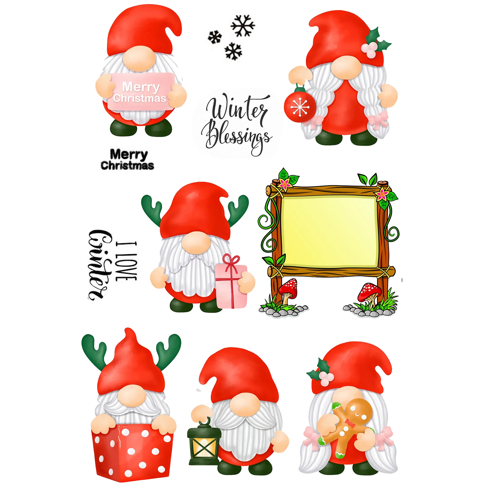 

AZSG Christmas Wishes/Cartoon Gnomes Cutting Dies and Stamps For DIY Scrapbooking/Card Making/Album Decorative Crafts Cut Die