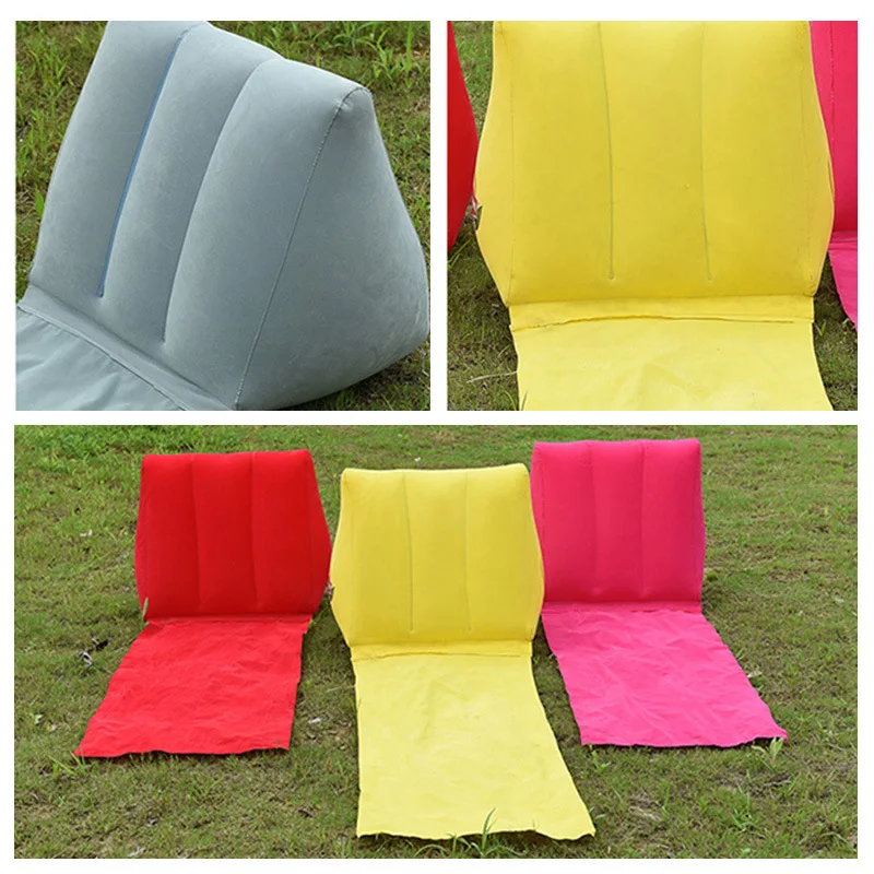 L Foldable Soft Inflatable Beach Mat Festival Camping Leisure Lounger Back Pillow Cushion Chair Seat Air Bed Travel Mattress