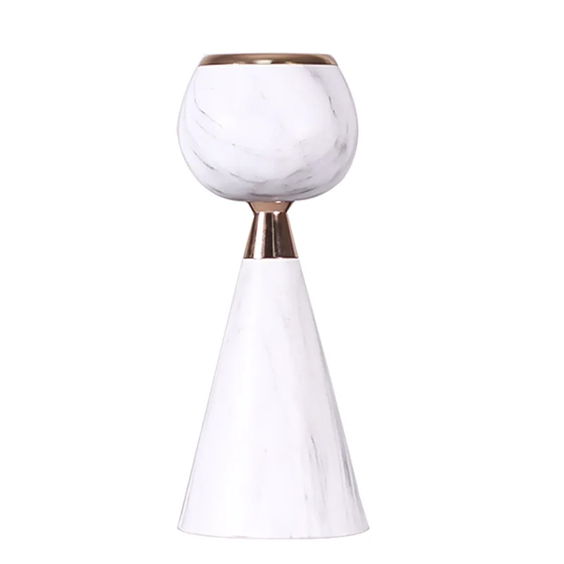 2024 Imitation marble Candle Holder Iron Metal Craft Candlestick Cabinet Bar Ornament DIY Tea Light Support Wedding Gift