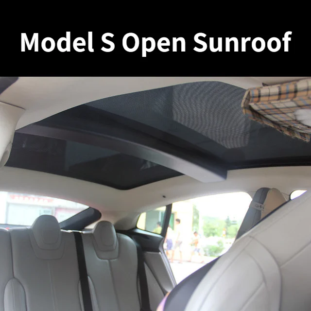 Auto Glasdach Sonnenschutz für Tesla Modell s 2014-2018 vorne hinten offen Schiebedach Windschutz scheibe Schatten Netz UV-Schutz Innen abdeckung – Detail 2
