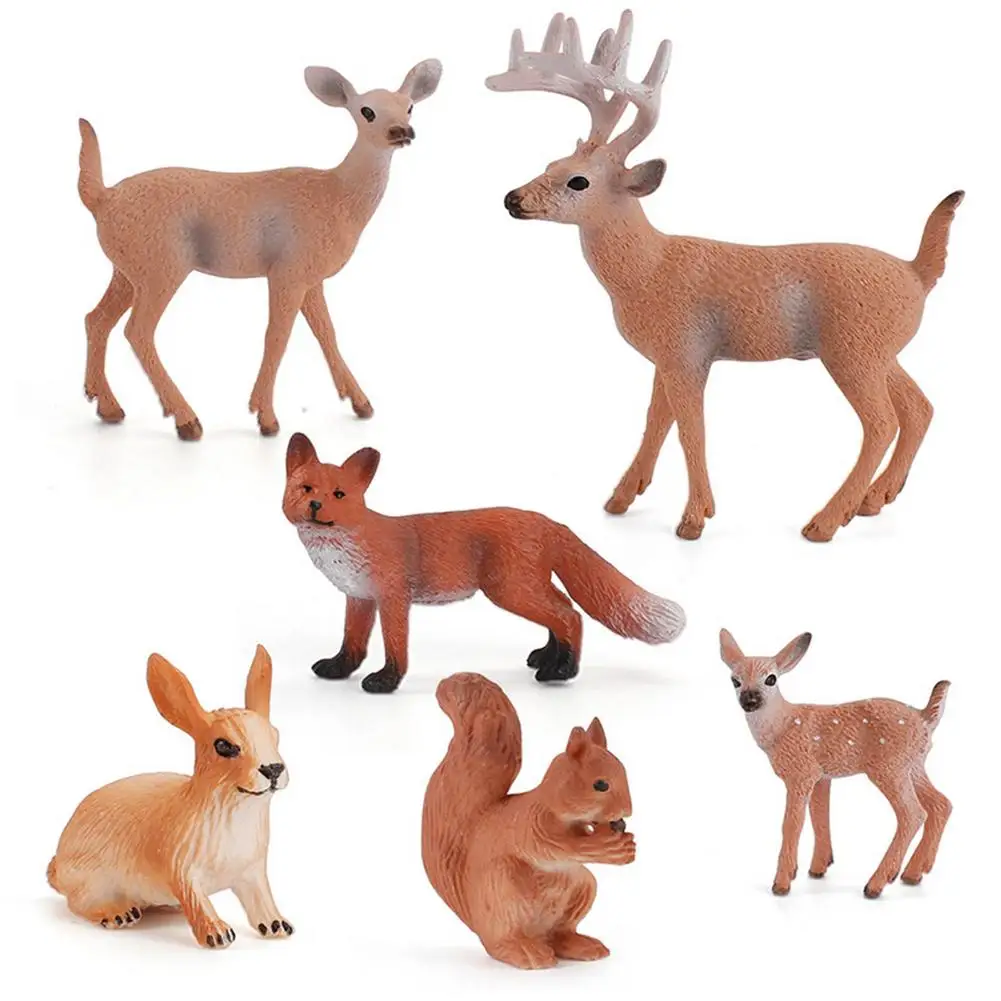 Animal Figure Toys Simulation Hand-Painted Animal Reindeer Squirrel Red Fox Animal Model Squirrel White-tailed Figurines Toys