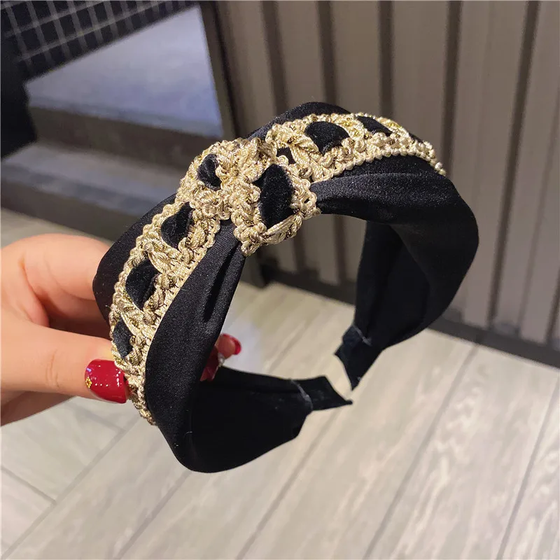 

Women Hair Hoops Luxurious Black vintage velvet Headband Princess Hairband Girls Dance Party Sexy Boutique Hair Accessories