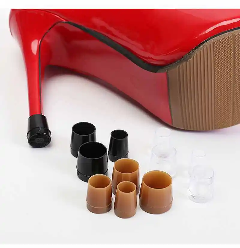 2Pcs Woman High Heels Shoe Covers Square TPU/PVC Material Soft Damping Heel Protector Non-slip Heel Protector